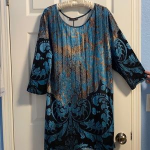 Blue and gold tunic top